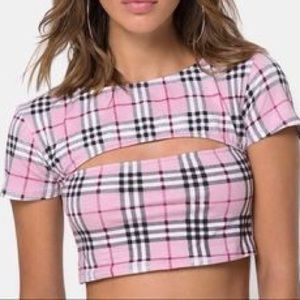 Princess Polly crop plaid top NWOT